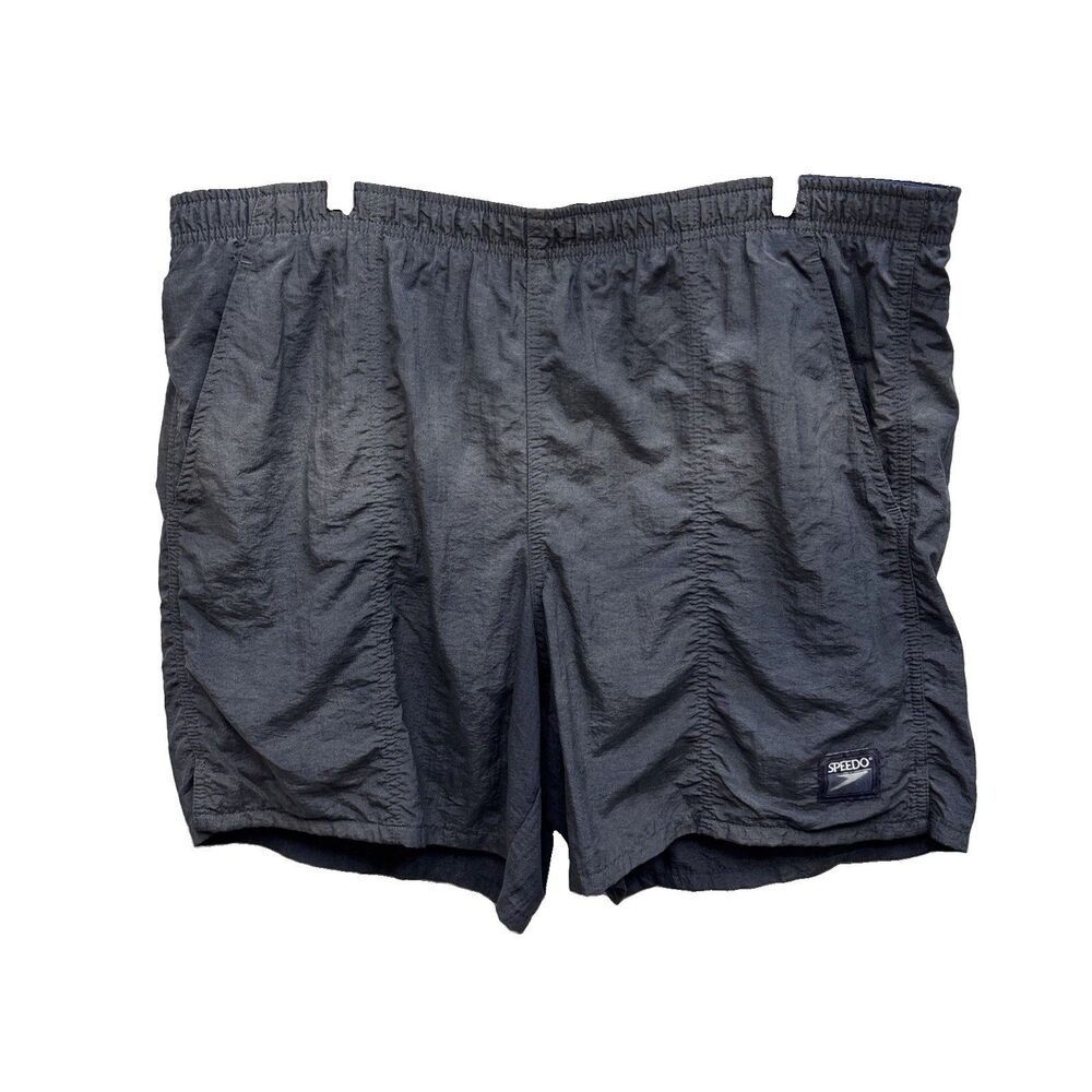 Speedo Swim Trunk Shorts Men M Gray Mesh Lining Drawstring Waist Pockets